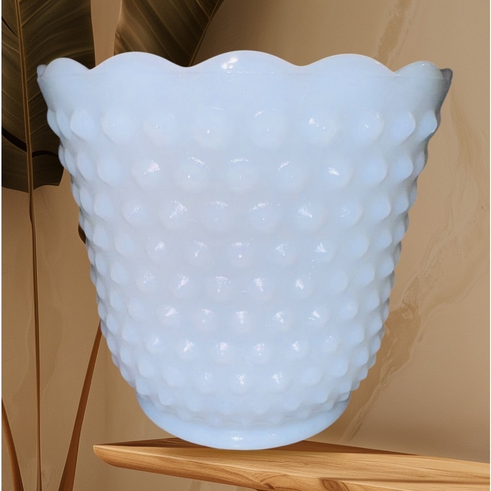 MCM Fire King Vintage White Vase Hobnail Milk Glass 4.5